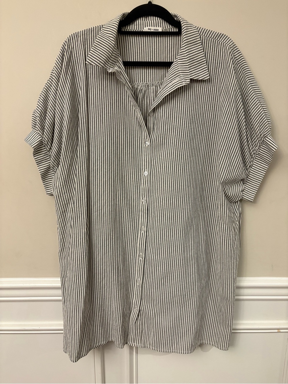 Versatile Gray & White Striped Mini Dress